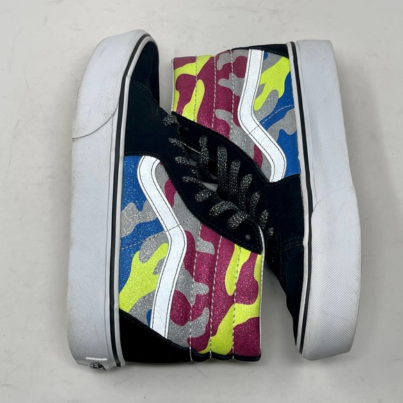 Vans Sk8-Hi Platform 2 Off The Wall Skateboard Black White Womens 7 L.6.7-1099 - Picture 8 of 16